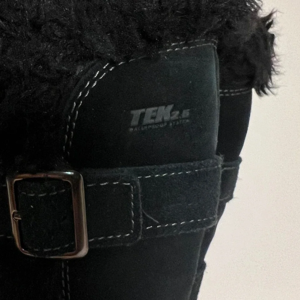 L.L. Bean TEK2.5 Waterproof 7.5 Winter Boots Womens Zip Black Suede Buckle Strap